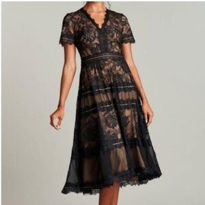 Tadashi Shoji Black Lace Midi Dress